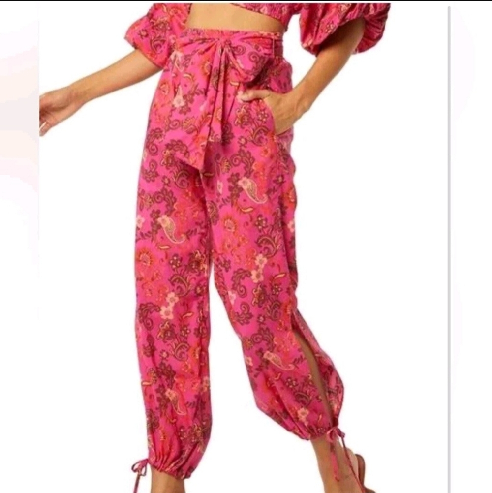 Misa Breezy Pants Floral Paisley Pink Harem Size XS NWT